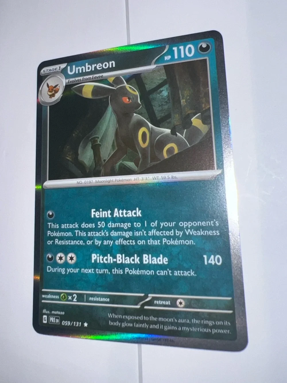 Pokemon Umbreon Holographic Trading Card – Black & Yellow